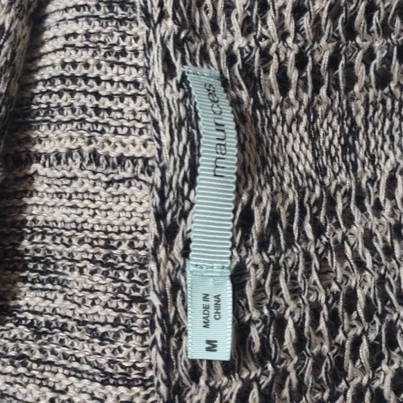 Maurices Marled Oversized Shawl Short Sleeve Sweater Size Medium Black and White - Picture 6 of 8